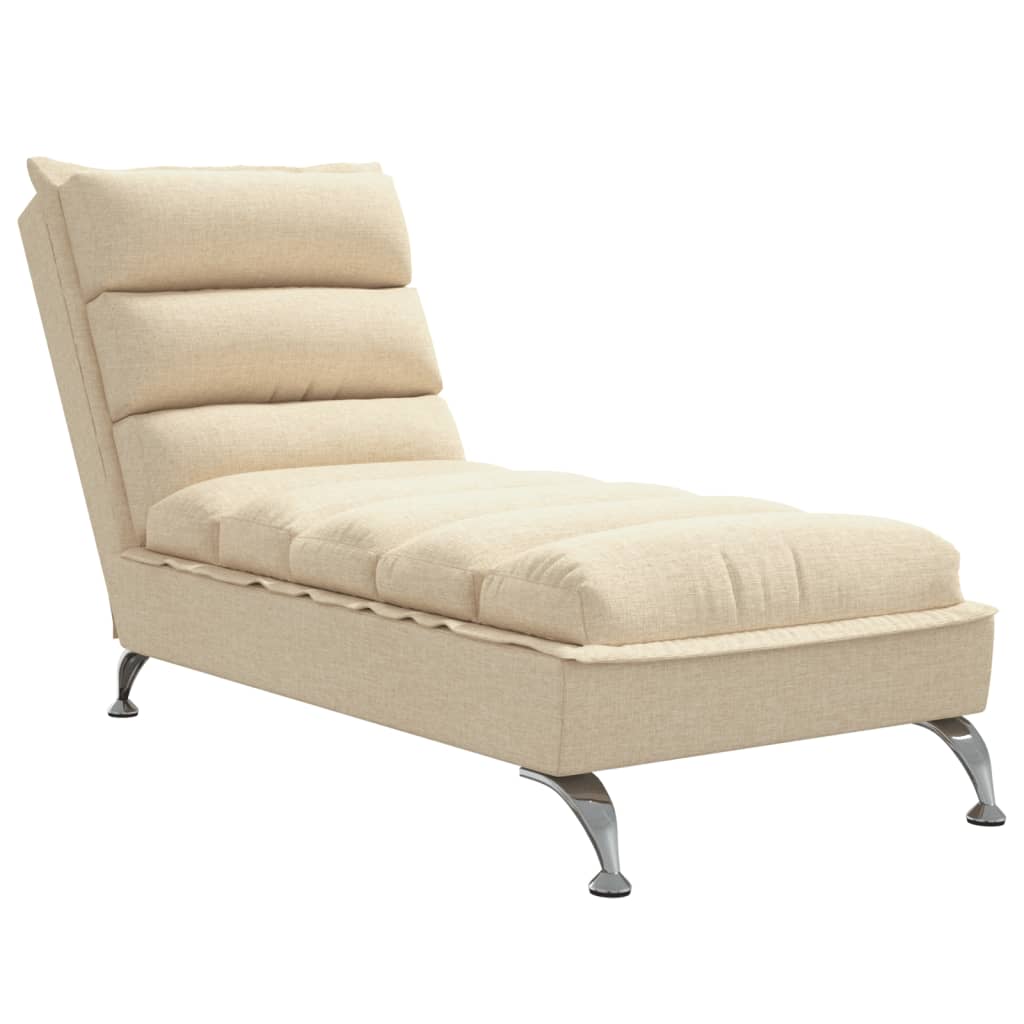 Chaise longue avec coussins crème tissu