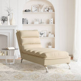 Chaise longue avec coussins crème tissu