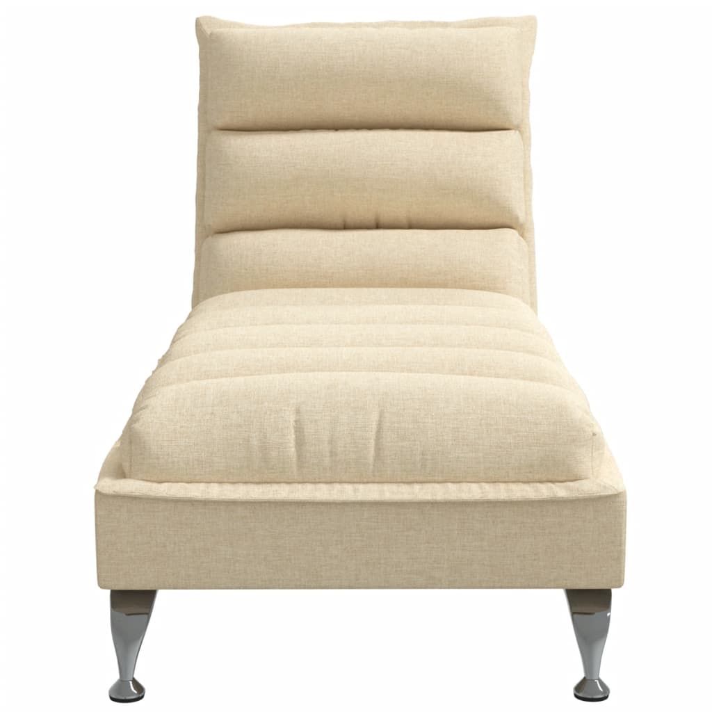 Chaise longue avec coussins crème tissu