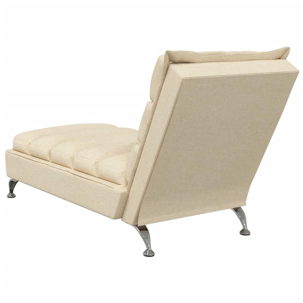 Chaise longue avec coussins crème tissu