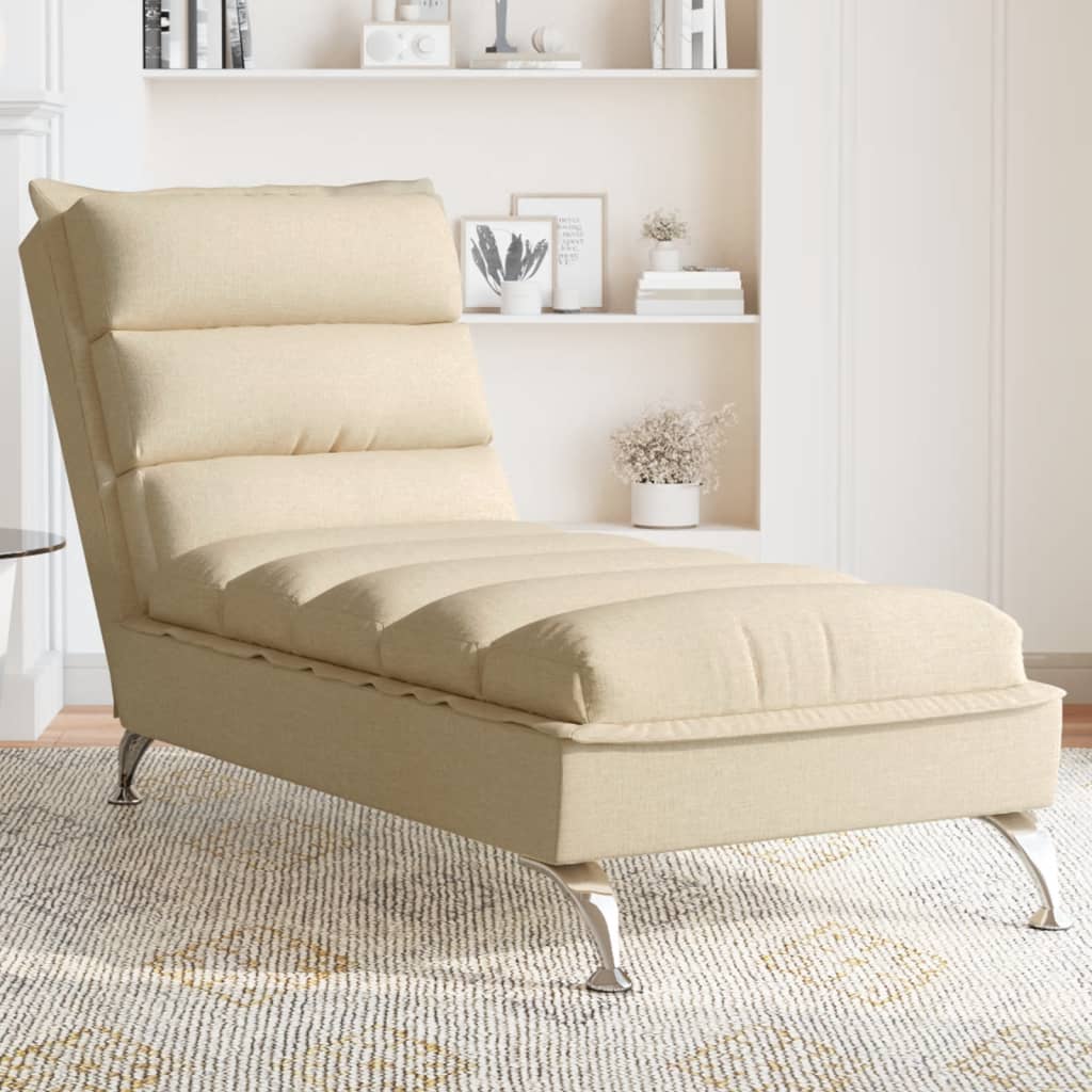 Chaise longue avec coussins crème tissu