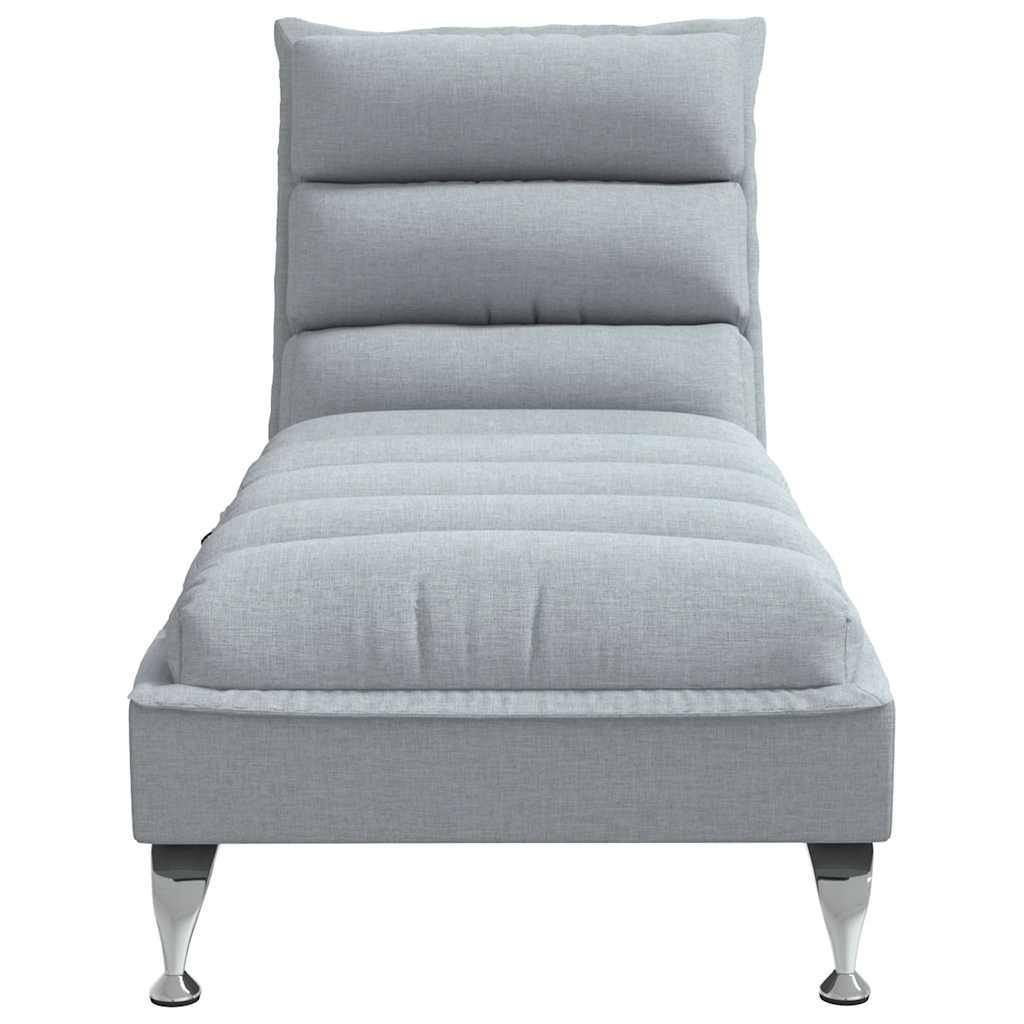 Chaise longue de massage avec coussins gris clair tissu