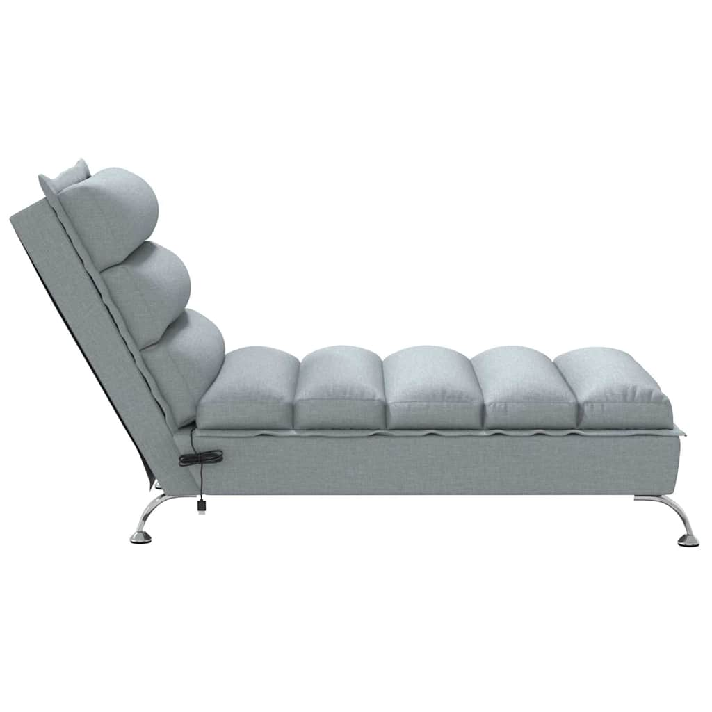 Chaise longue de massage avec coussins gris clair tissu