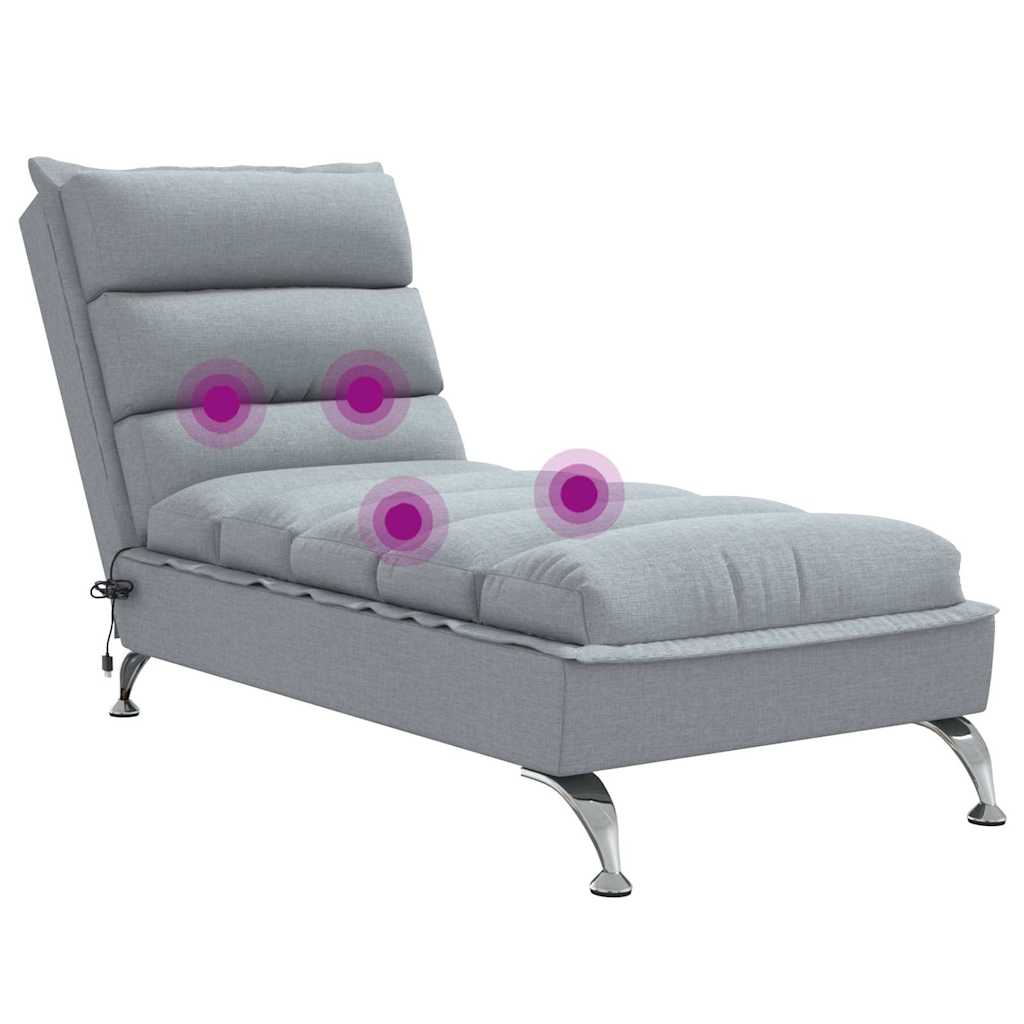 Chaise longue de massage avec coussins gris clair tissu