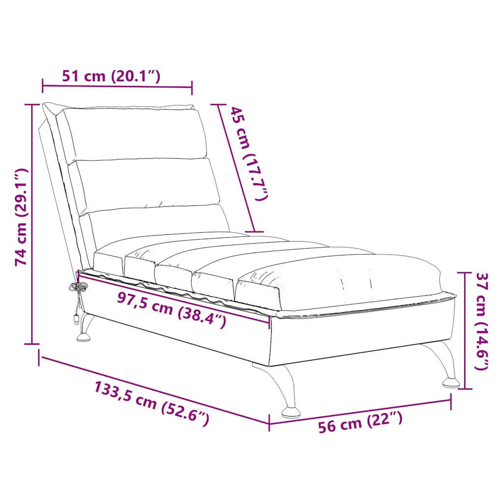 Chaise longue de massage avec coussins gris clair tissu