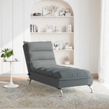 Chaise longue de massage avec coussins gris foncé tissu