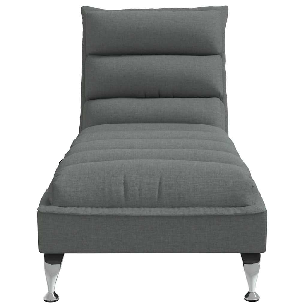 Chaise longue de massage avec coussins gris foncé tissu