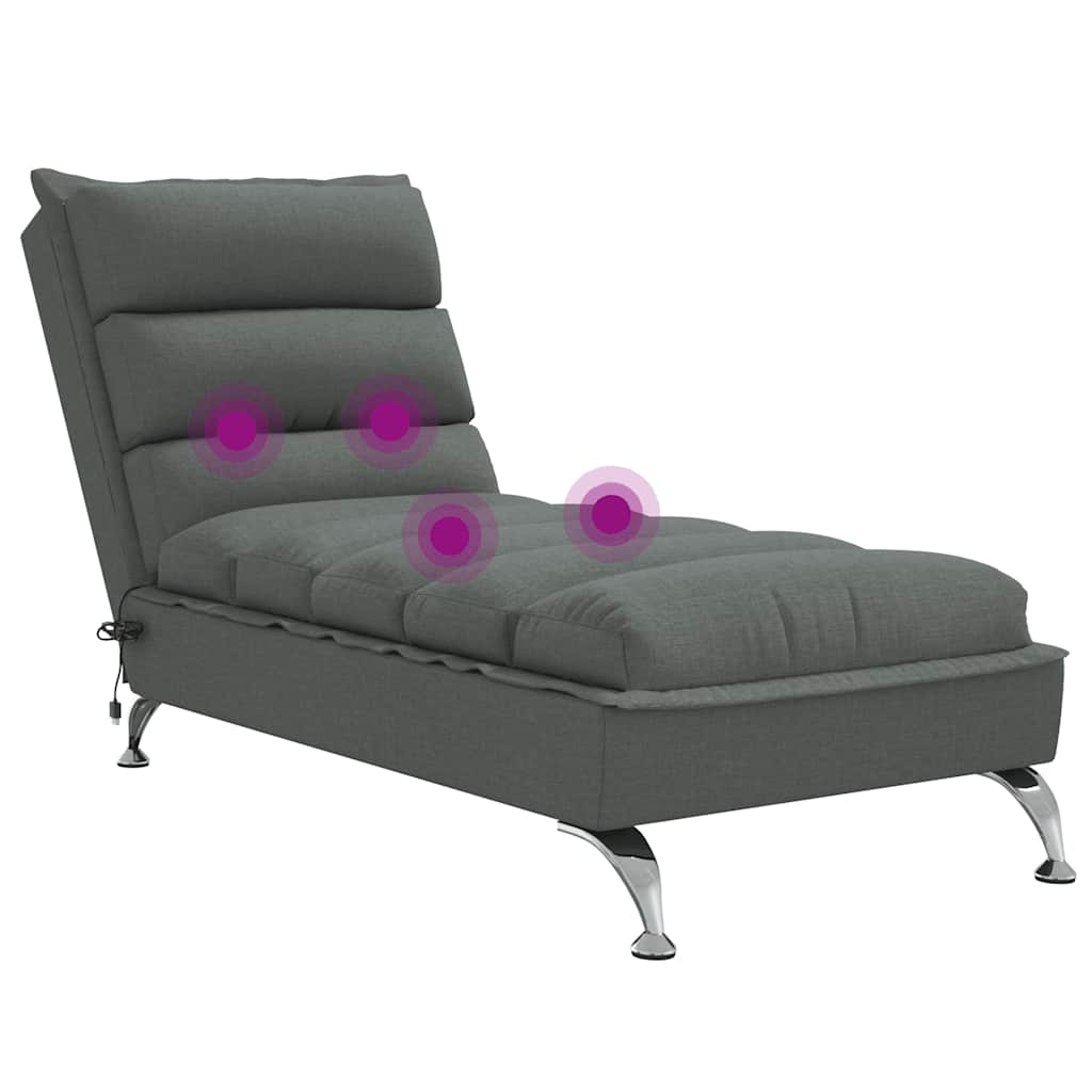 Chaise longue de massage avec coussins gris foncé tissu