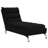 Chaise longue de massage avec coussins noir tissu