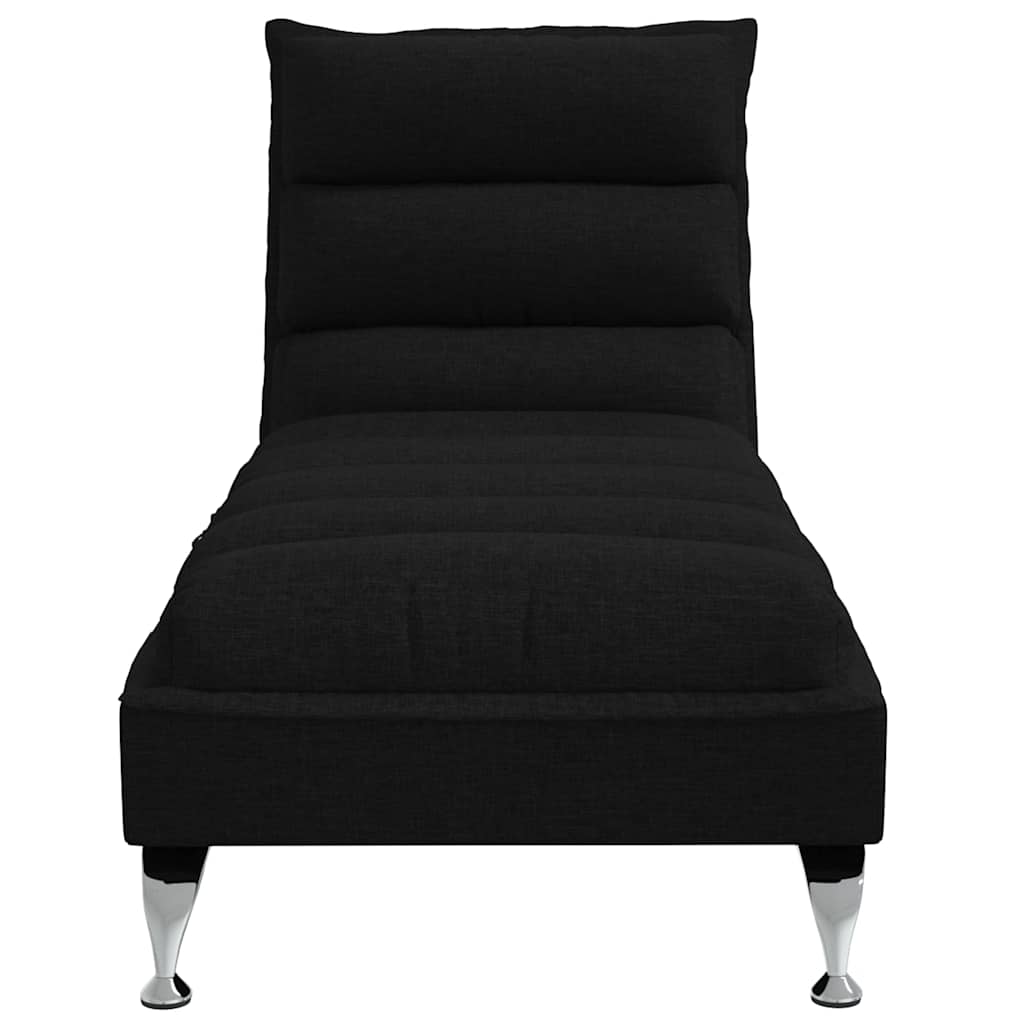 Chaise longue de massage avec coussins noir tissu