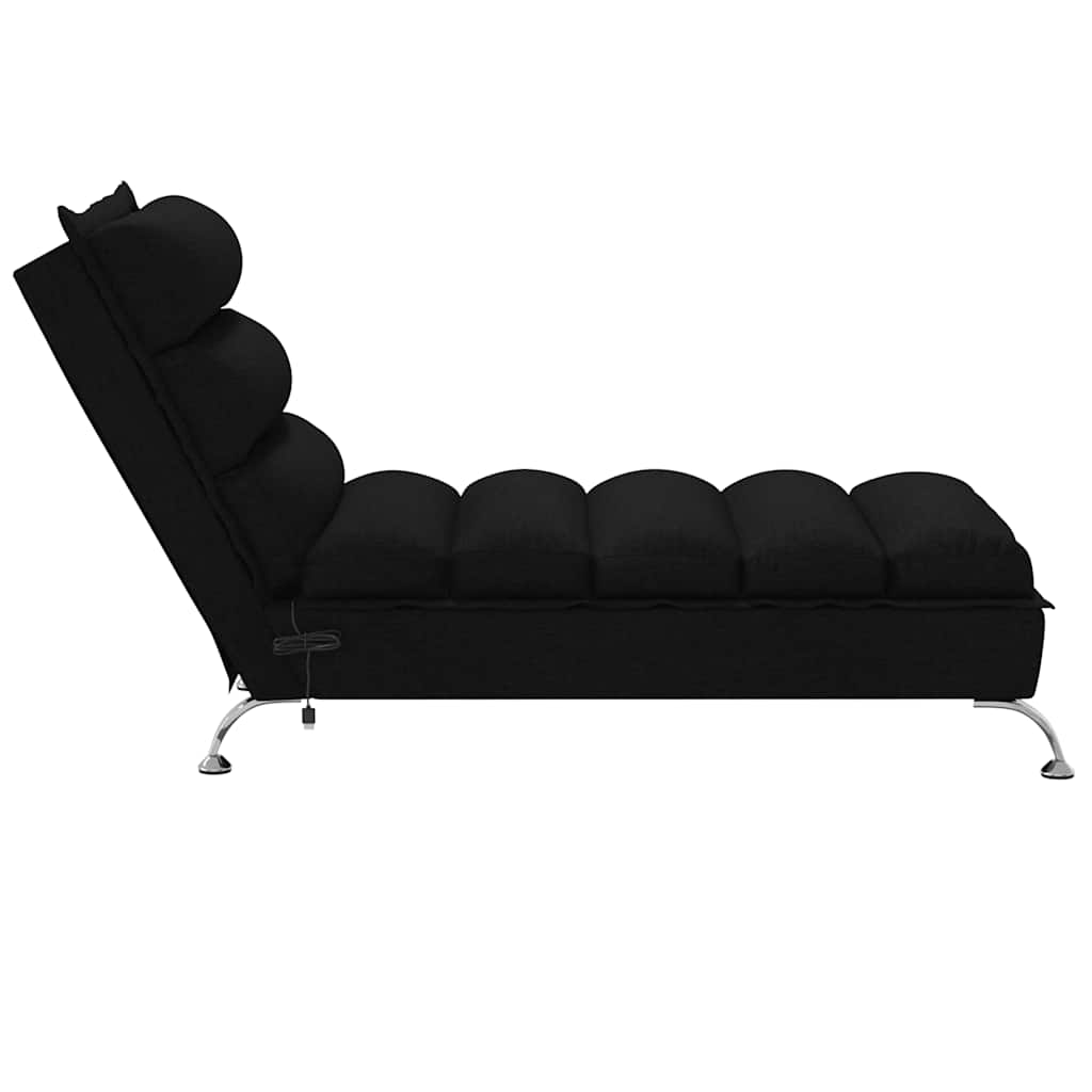 Chaise longue de massage avec coussins noir tissu