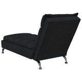 Chaise longue de massage avec coussins noir tissu