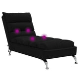 Chaise longue de massage avec coussins noir tissu