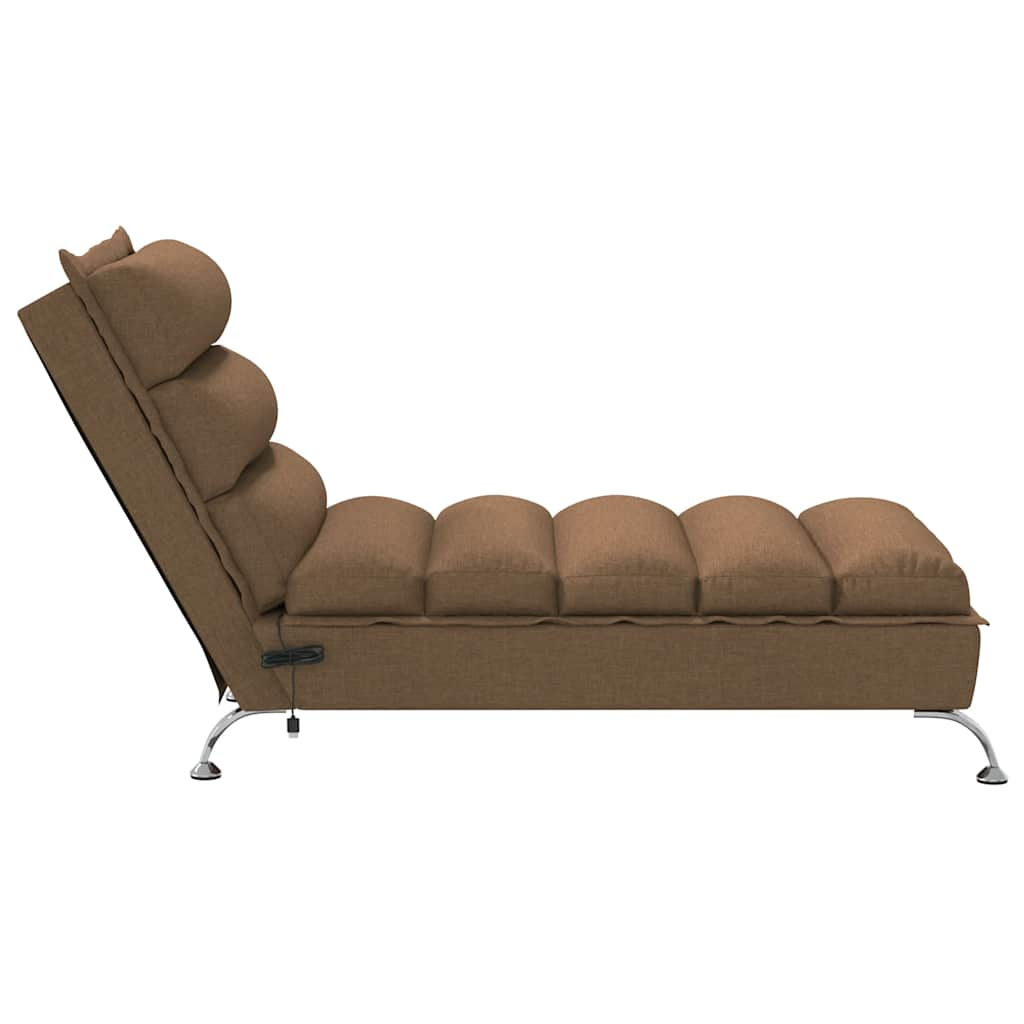 Chaise longue de massage avec coussins marron tissu