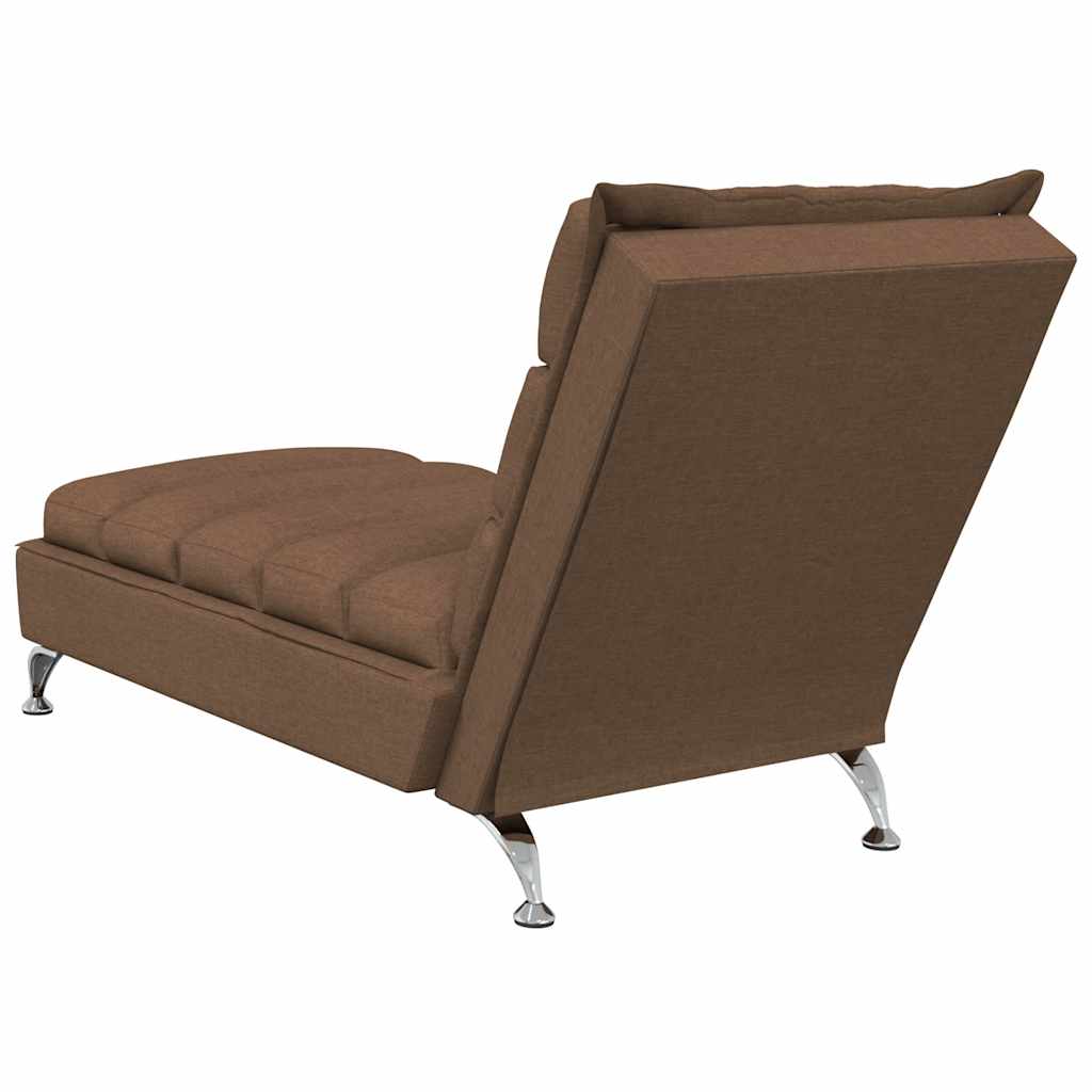 Chaise longue de massage avec coussins marron tissu