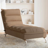 Chaise longue de massage avec coussins marron tissu