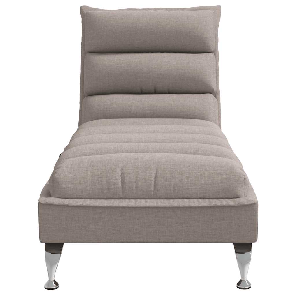 Chaise longue de massage avec coussins taupe tissu