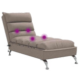 Chaise longue de massage avec coussins taupe tissu