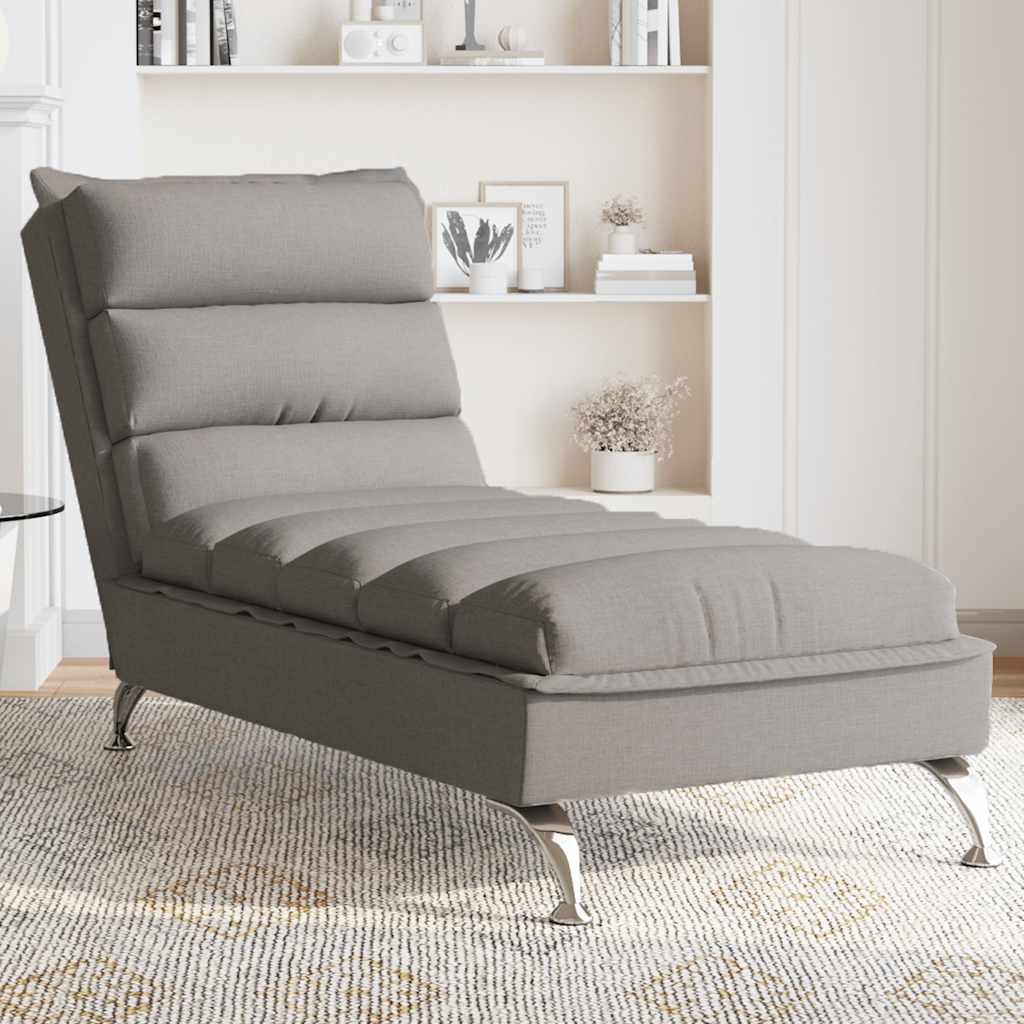 Chaise longue de massage avec coussins taupe tissu