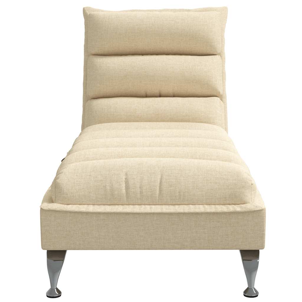 Chaise longue de massage avec coussins crème tissu