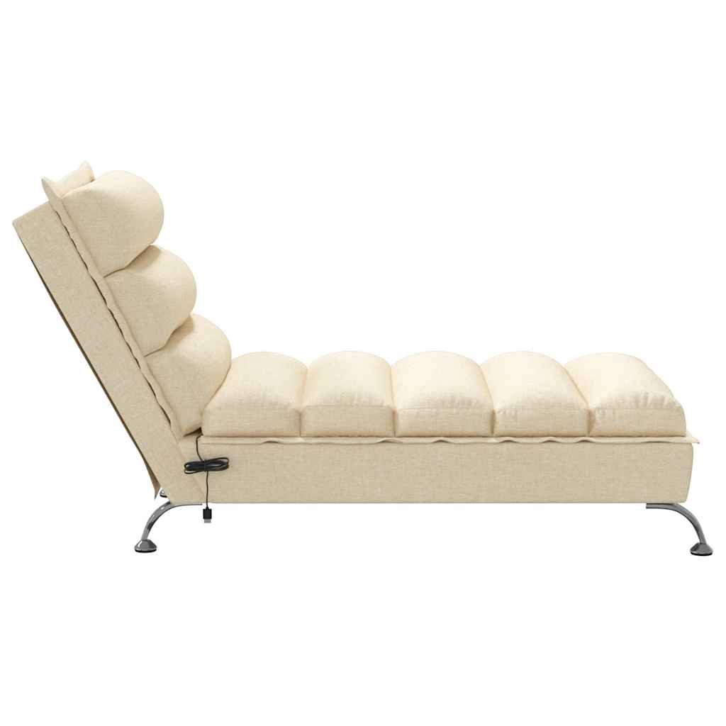 Chaise longue de massage avec coussins crème tissu