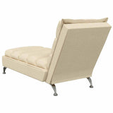 Chaise longue de massage avec coussins crème tissu