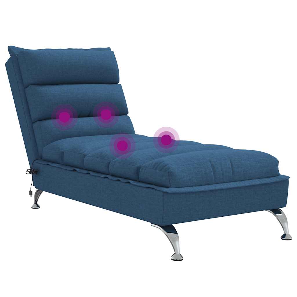 Chaise longue de massage avec coussins bleu tissu