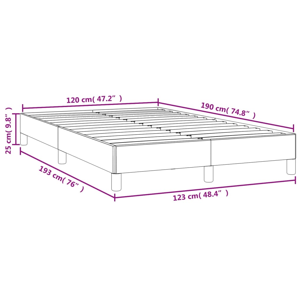 Cadre de lit sans matelas gris foncé 120x190 cm velours