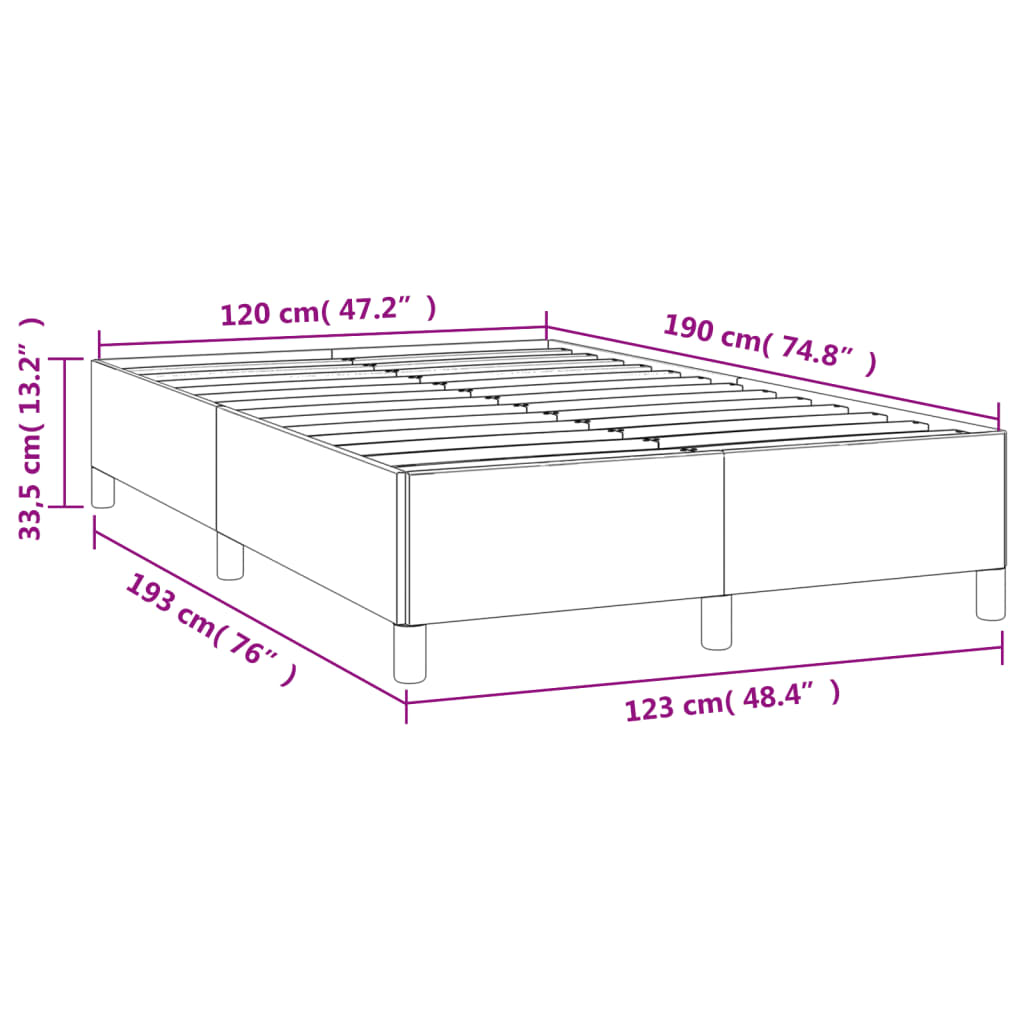 Cadre de lit sans matelas gris clair 120x190 cm tissu