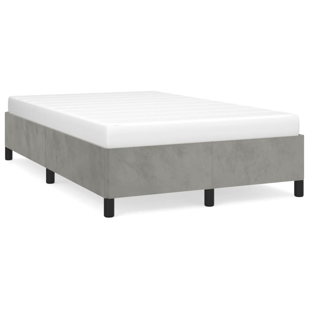 Cadre de lit sans matelas gris clair 120x190 cm velours