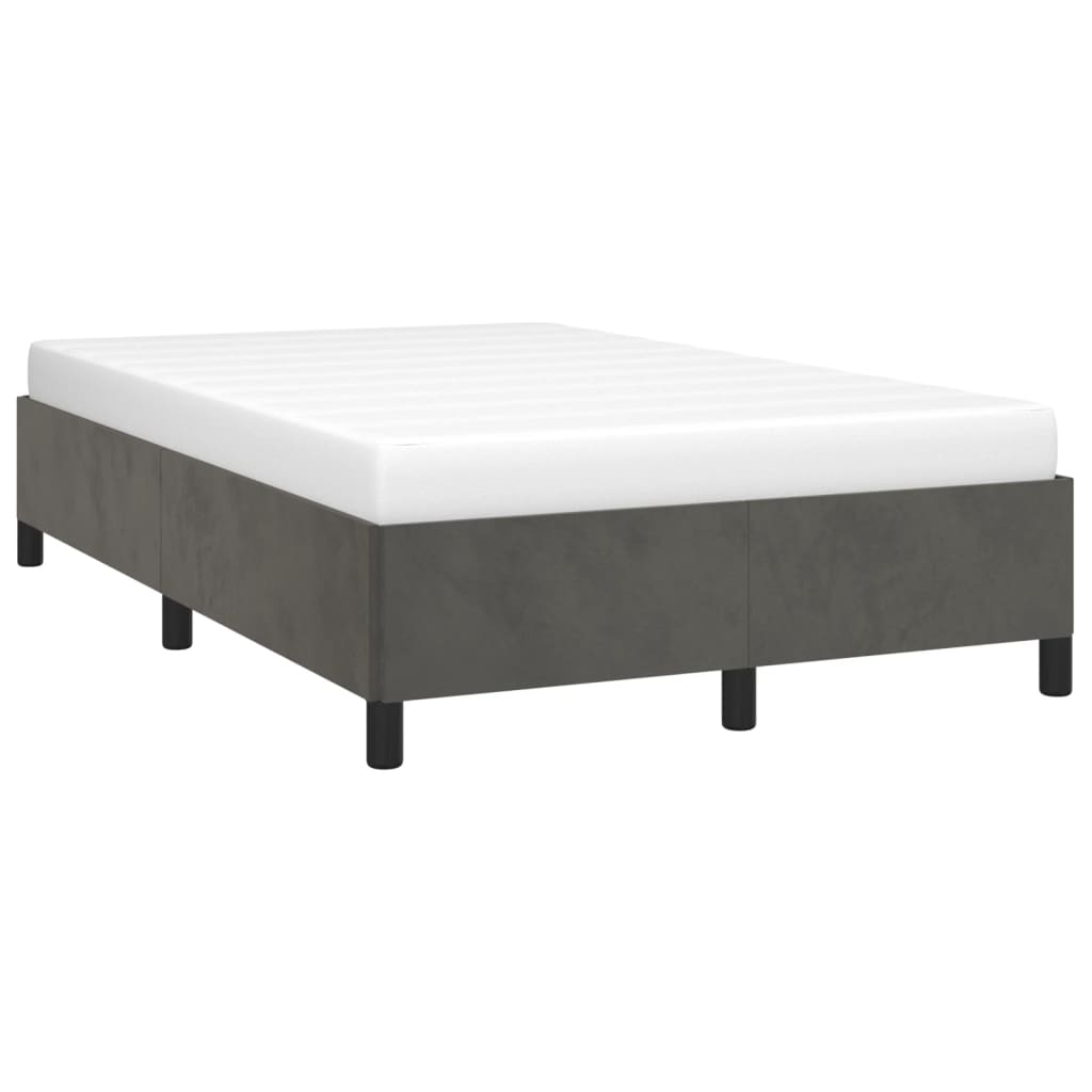 Cadre de lit sans matelas gris foncé 120x190 cm velours