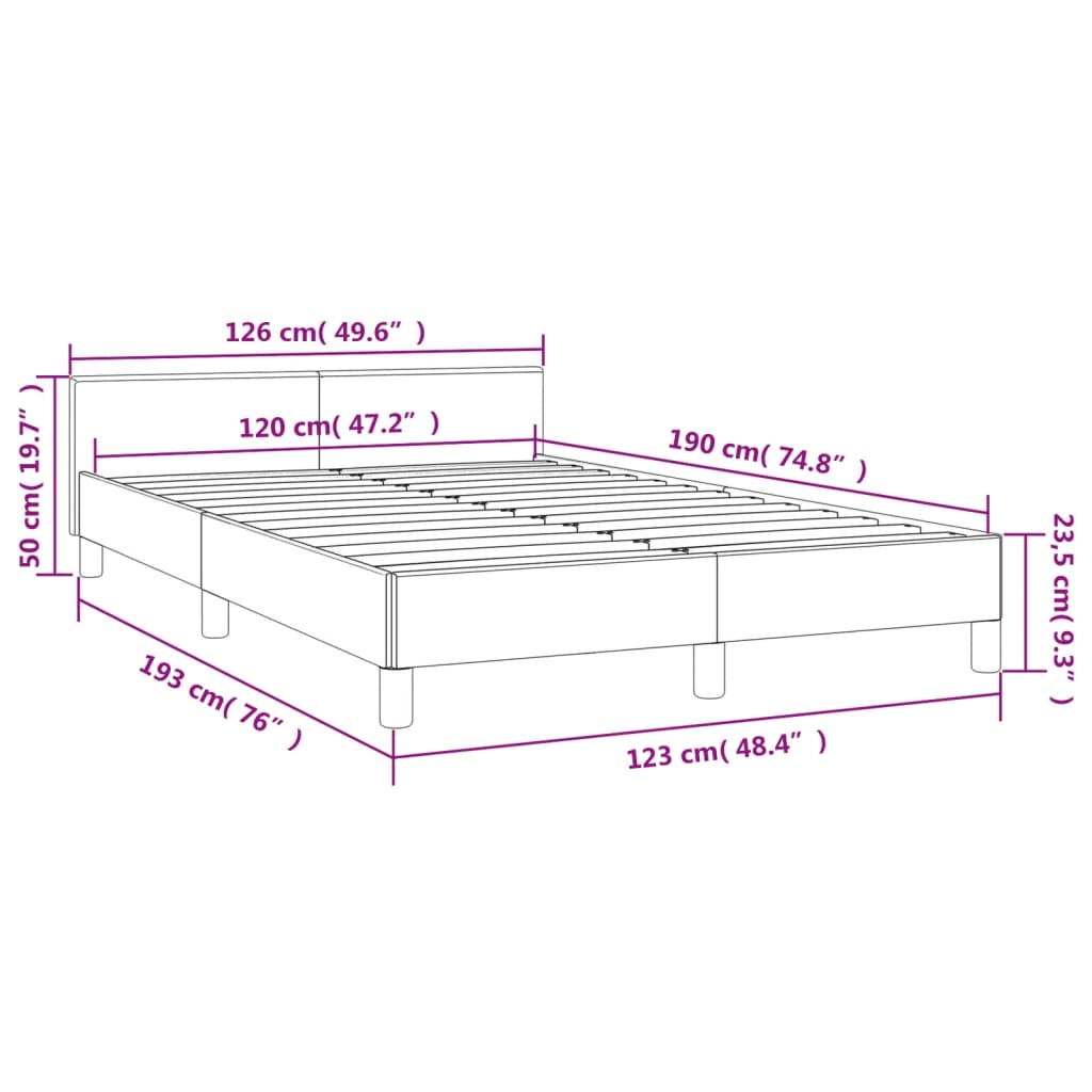 Cadre de lit sans matelas gris foncé 120x190 cm tissu