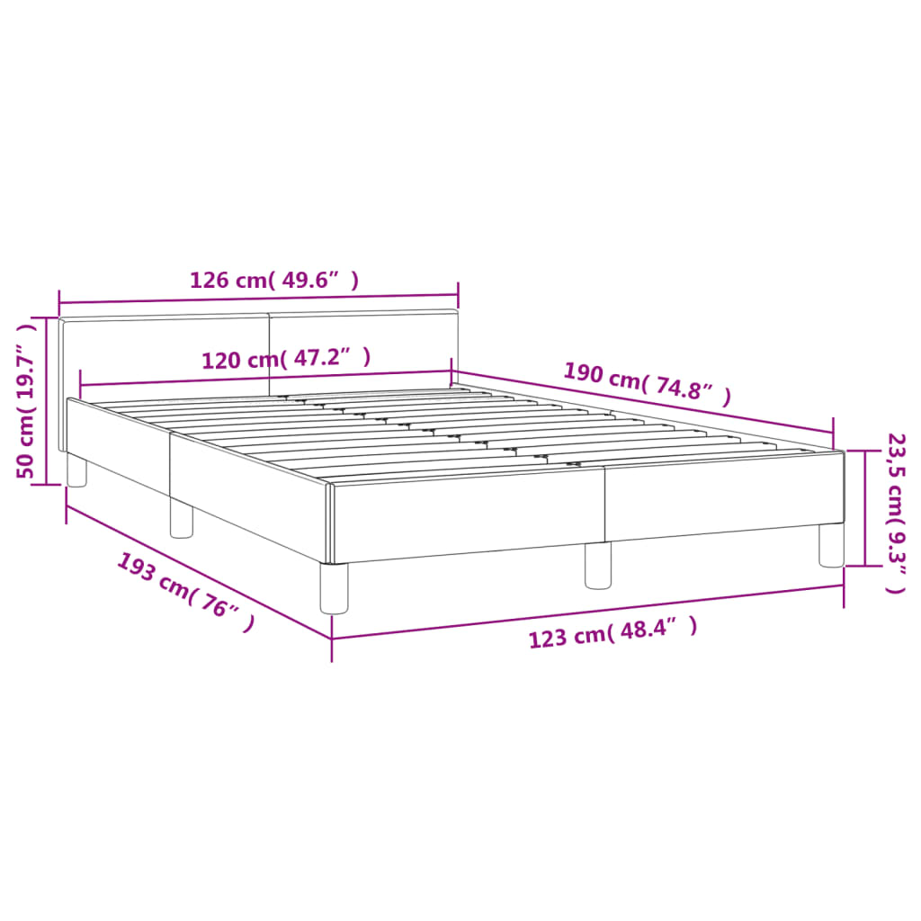 Bettgestell ohne Matratze aus schwarzem Stoff 120x190 cm