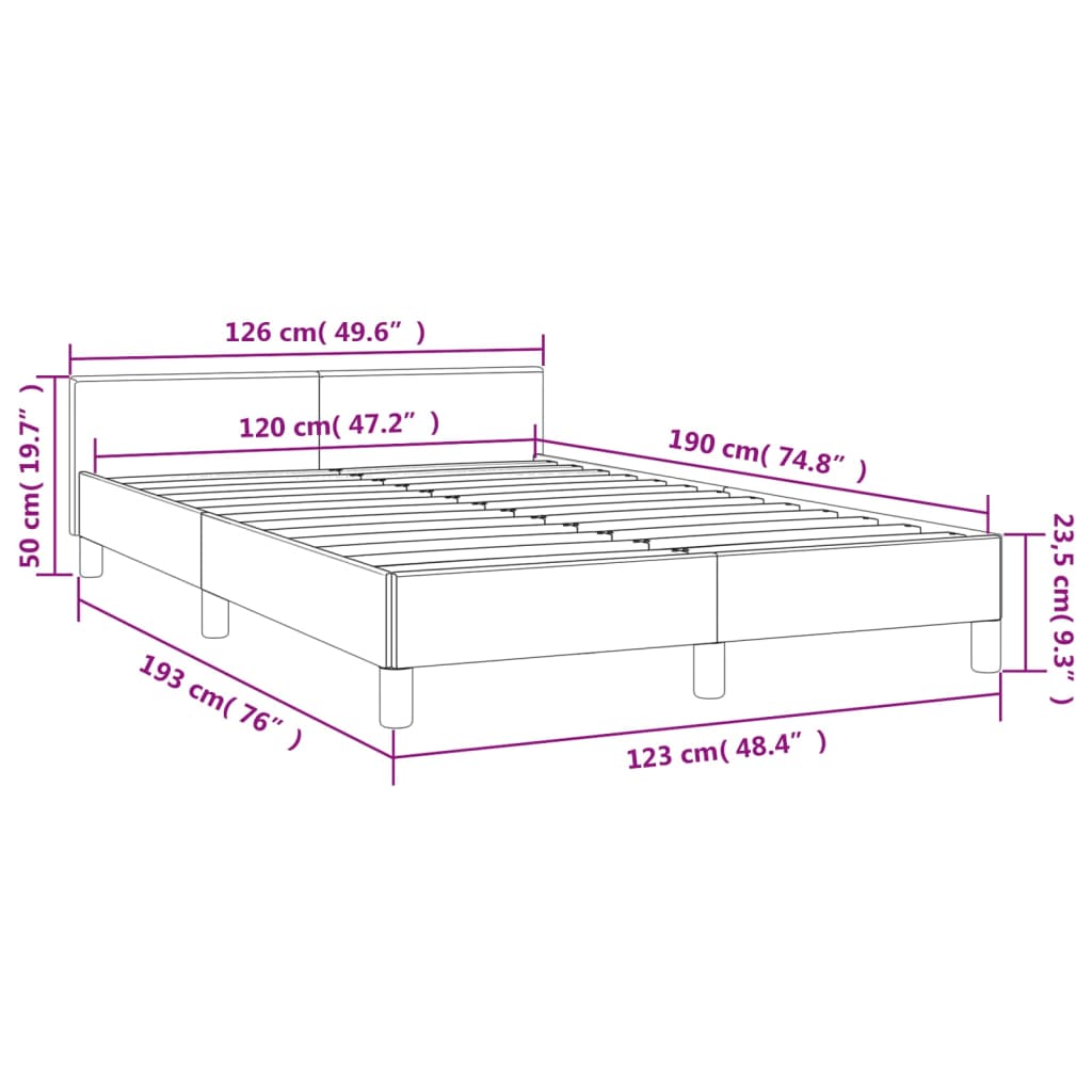 Cadre de lit sans matelas cappuccino 120x190 cm similicuir