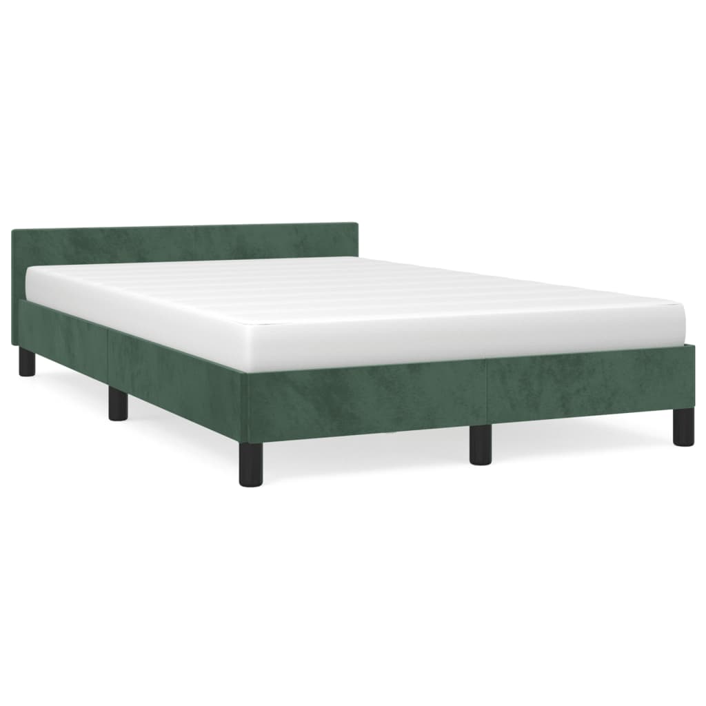 Cadre de lit sans matelas vert foncé 120x190 cm velours