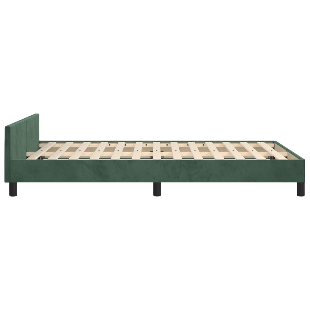 Cadre de lit sans matelas vert foncé 120x190 cm velours