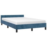 Cadre de lit sans matelas bleu foncé 120x190 cm velours