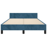 Cadre de lit sans matelas bleu foncé 120x190 cm velours