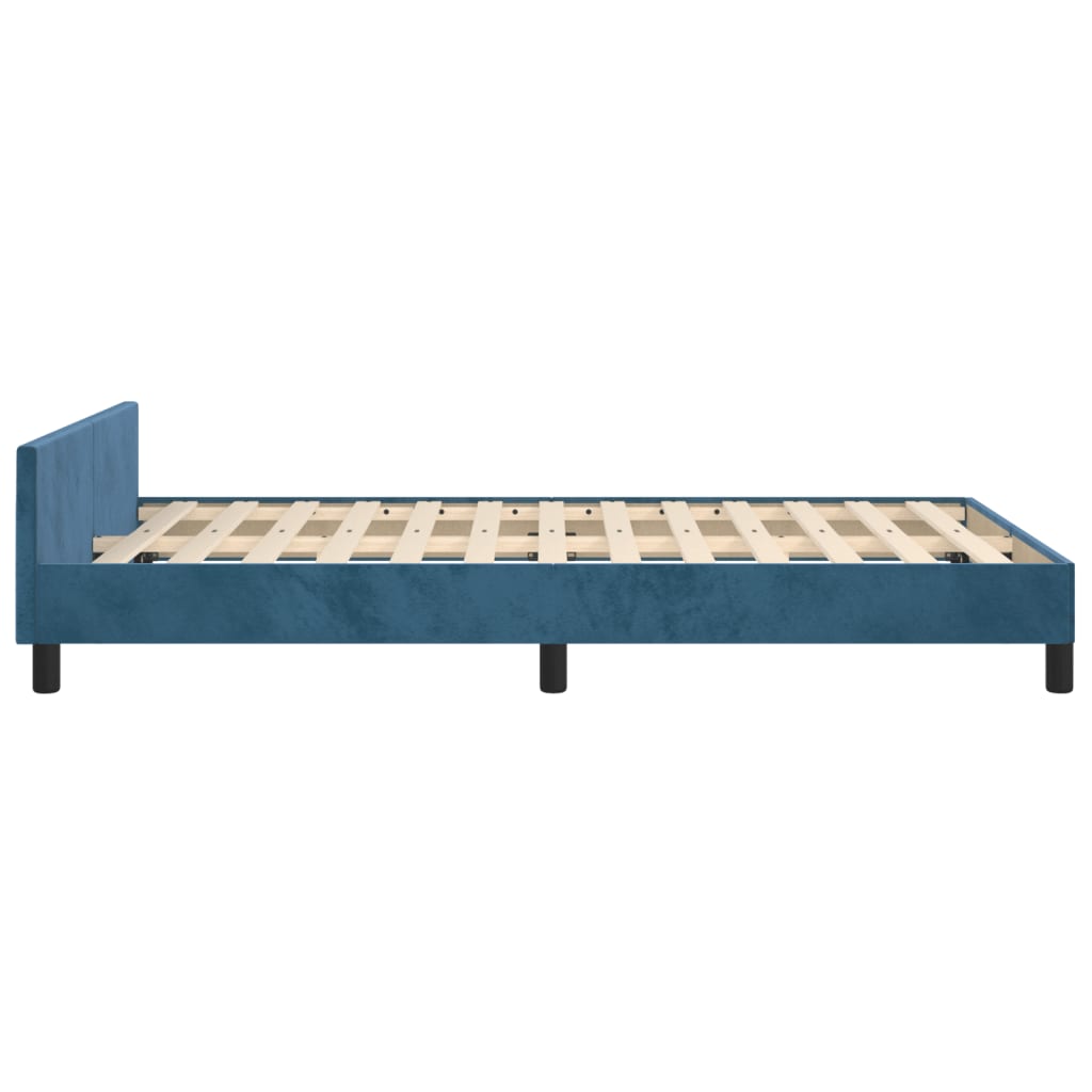 Cadre de lit sans matelas bleu foncé 120x190 cm velours