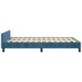 Cadre de lit sans matelas bleu foncé 120x190 cm velours