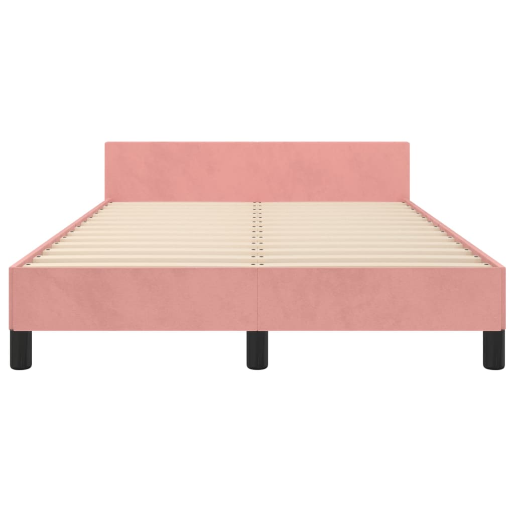 Cadre de lit sans matelas rose 120x190 cm velours