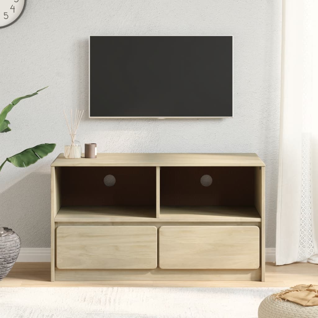 Meuble TV SAUDA chêne 99x43x55 cm bois de pin massif