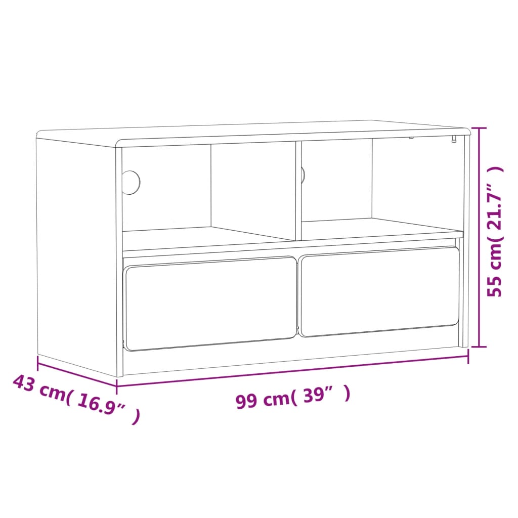 Meuble TV SAUDA chêne 99x43x55 cm bois de pin massif