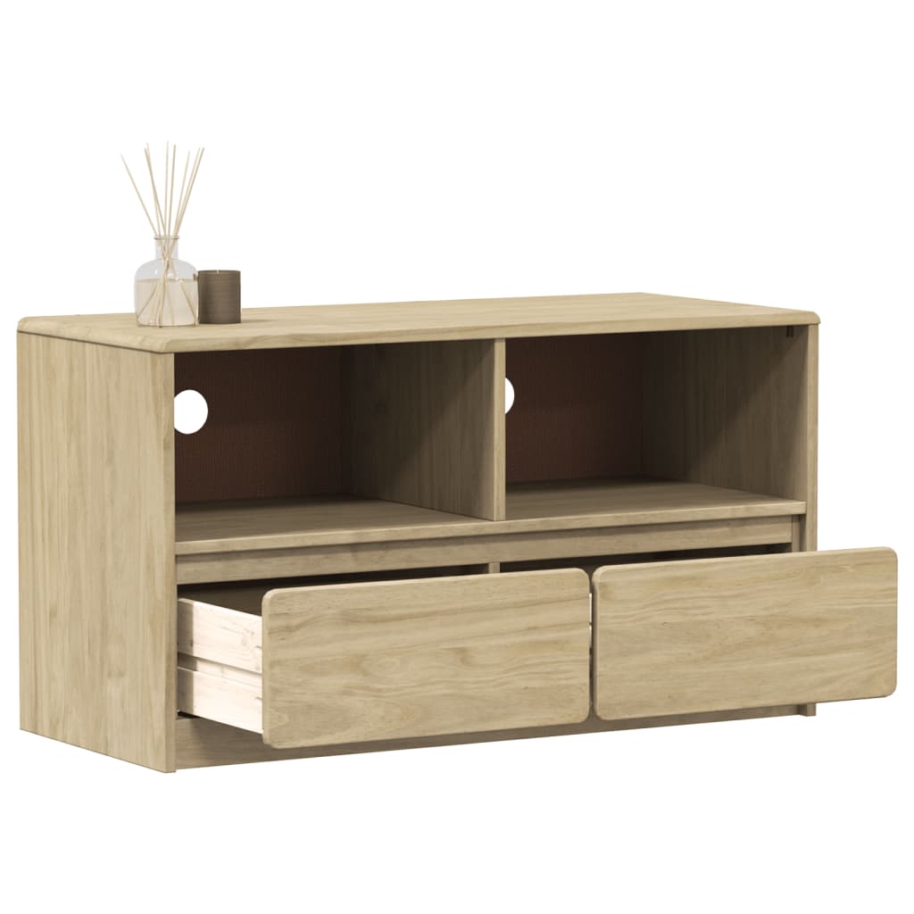 Meuble TV SAUDA chêne 99x43x55 cm bois de pin massif