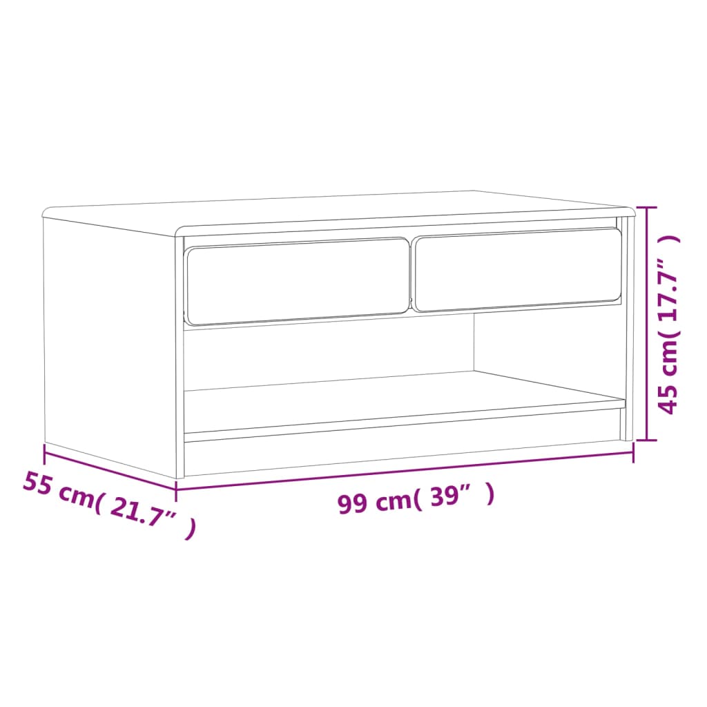 Table basse SAUDA chêne 99x55x45 cm bois de pin massif