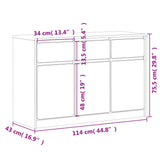 SAUDA Eichen-Sideboard 114x43x75,5 cm, massives Kiefernholz