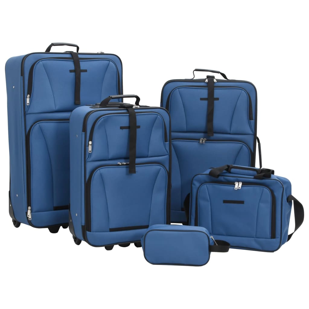 Ensemble de bagages de voyage bleu tissu