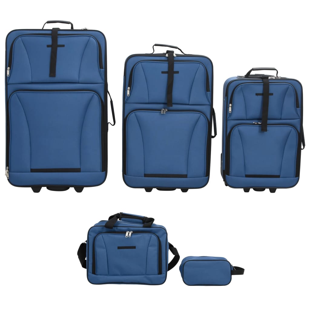 Ensemble de bagages de voyage bleu tissu