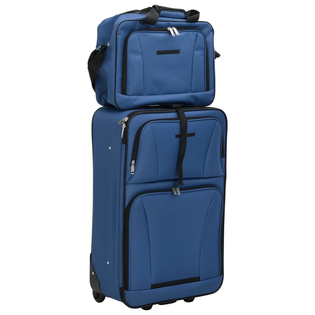 Ensemble de bagages de voyage bleu tissu