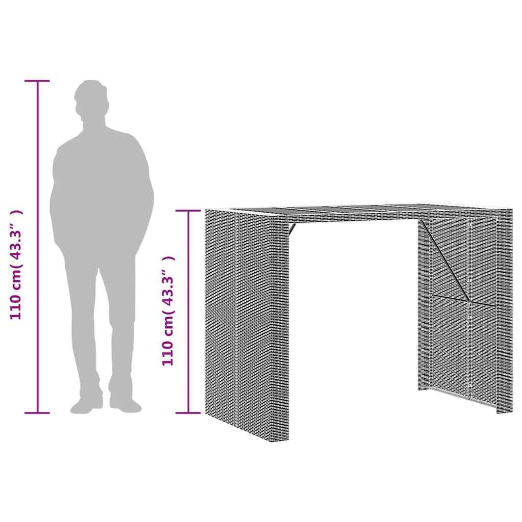 Table de bar de jardin et dessus en bois acacia résine tressée